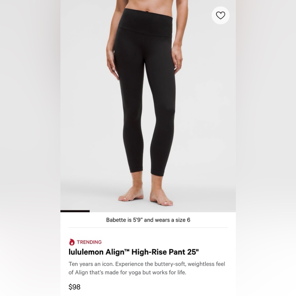 lululemon Align™ High-Rise Pant 25" Black Leggings